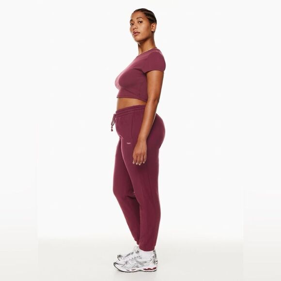 Tna NEW COZY FLEECE | PERFECT BOYFRIEND SWEATPANT | SPICED BURGUNDY - Picture 4 of 8